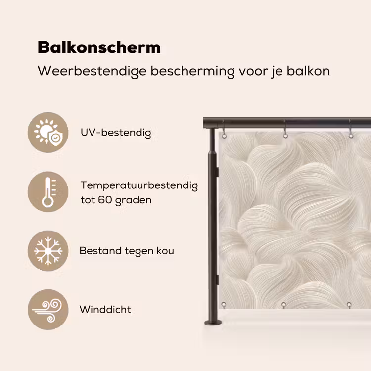 Lijnen - Waaier - Beige Balkonbeschermer Duitsland klein 596 -specs_NL