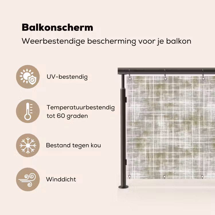 Linnen - Patroon - Groen Balkonbeschermer Duitsland klein 596 -specs_NL