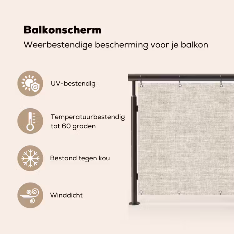 Linnen - Textuur - Beige Balkonbeschermer Duitsland klein 596 -specs_NL