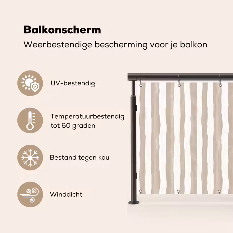 Minimalistisch - Strepen - Beige Balkonbeschermer Duitsland klein 596 -specs_NL