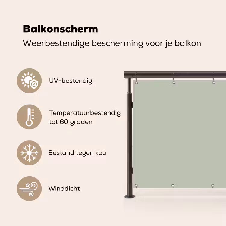 Mintgroen - Effen kleur Balkonbeschermer Duitsland klein 596 -specs_NL