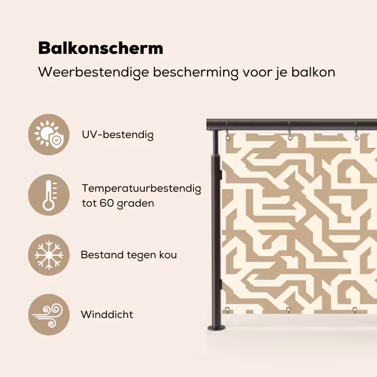 Modern - Abstract - Beige Balkonbeschermer Duitsland klein 596 -specs_NL