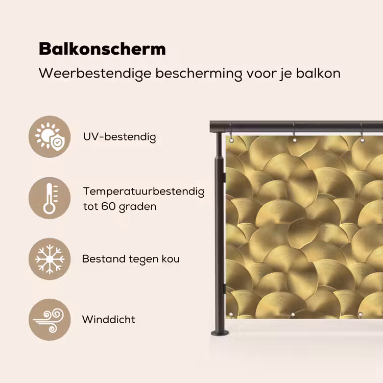 Modern - Cirkel - Goud Balkonbeschermer Duitsland klein 596 -specs_NL