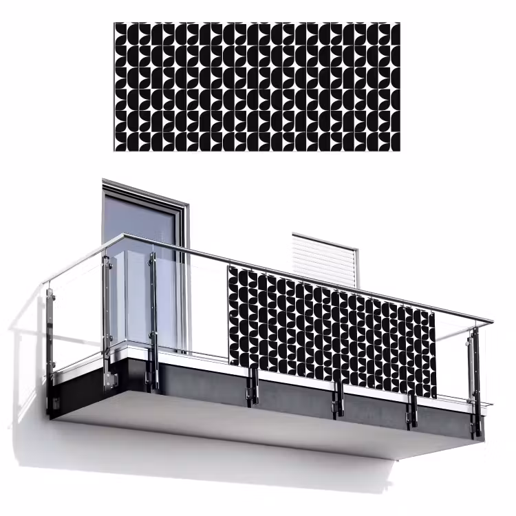 Modern - Geometrisch - Zwart Balkonbeschermer Duitsland klein 596 -3d