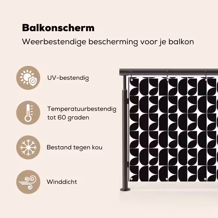 Modern - Geometrisch - Zwart Balkonbeschermer Duitsland klein 596 -specs_NL