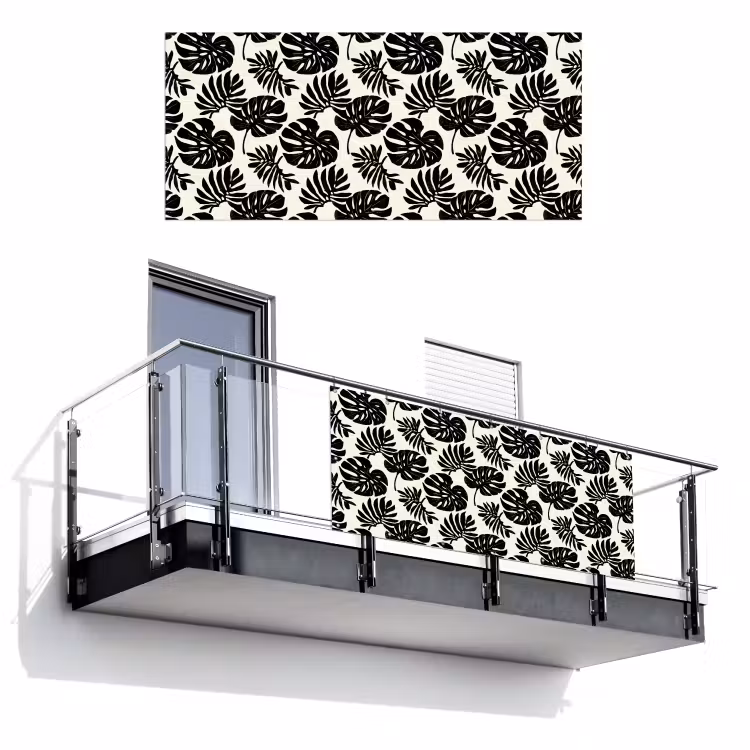 Modern - Monstera - Zwart Balkonbeschermer Duitsland klein 596 -3d