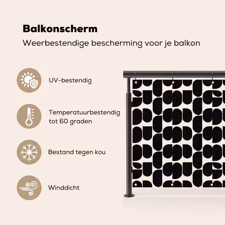 Modern - Patroon - Zwart Balkonbeschermer Duitsland klein 596 -specs_NL