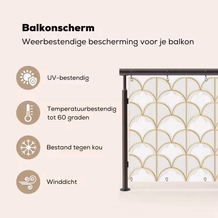 Mozaïek - Bogen - Goud Balkonbeschermer Duitsland klein 596 -specs_NL