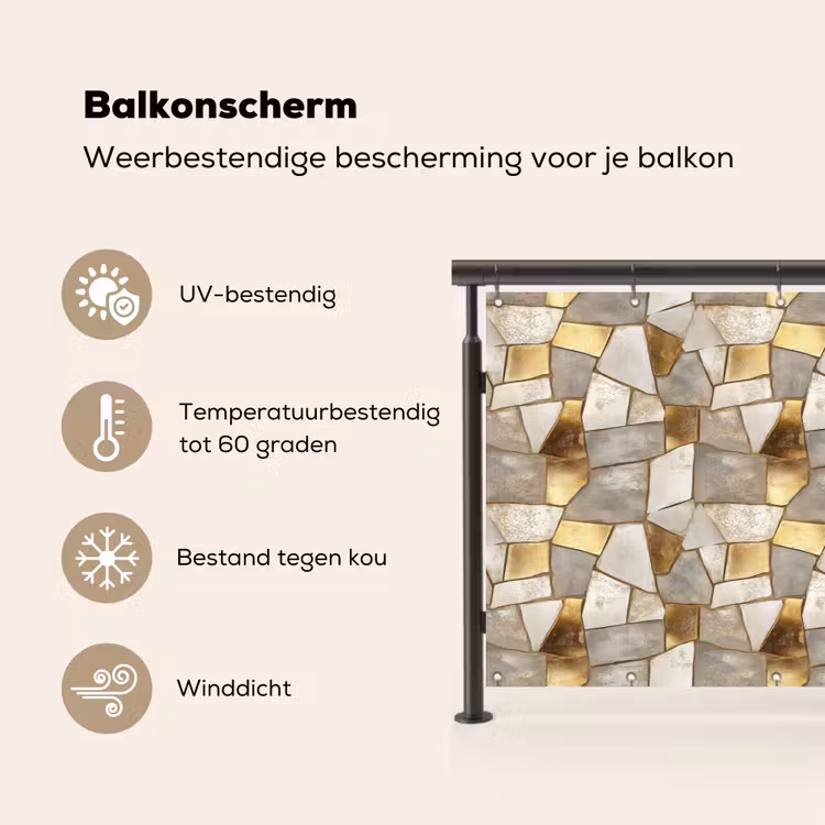 Mozaïek - Marmer - Goud Balkonbeschermer Duitsland klein 596 -specs_NL