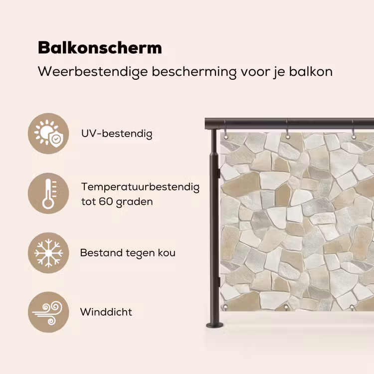 Mozaïek - Stenen - Beige Balkonbeschermer Duitsland klein 596 -specs_NL