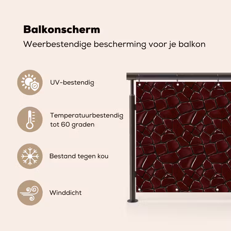 Mozaïek - Tegel - Bordeauxrood Balkonbeschermer Duitsland klein 596 -specs_NL