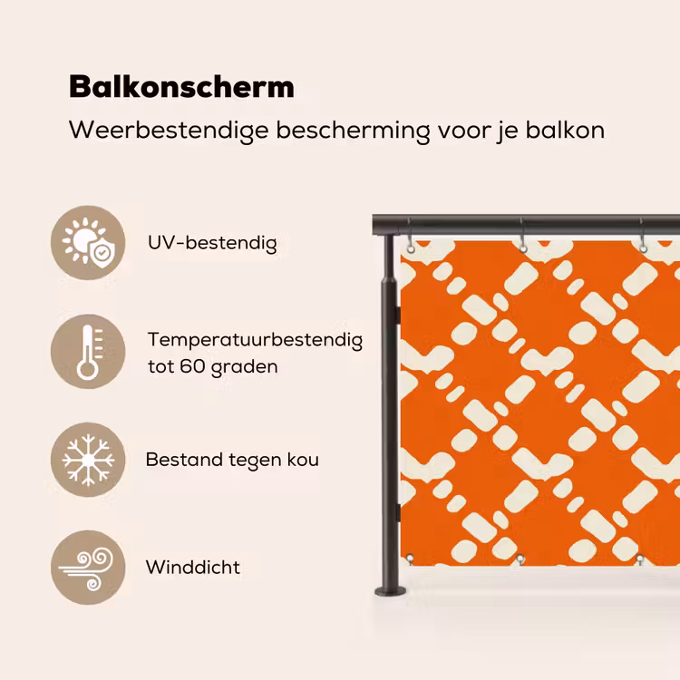 Oranje - Ruitpatroon - Wit Balkonbeschermer Duitsland klein 596 -specs_NL