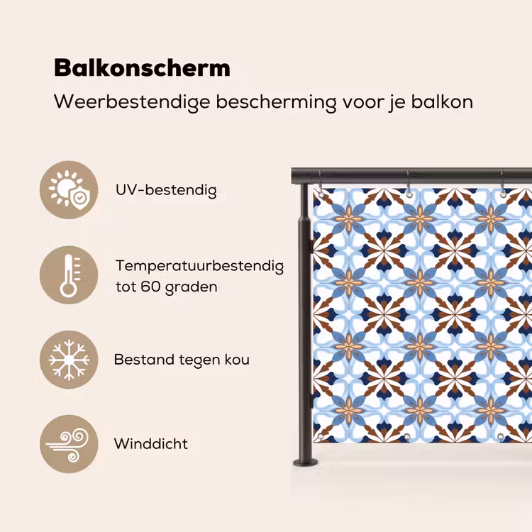 Ornament - Tegel - Kleurrijk Balkonbeschermer Duitsland klein 596 -specs_NL