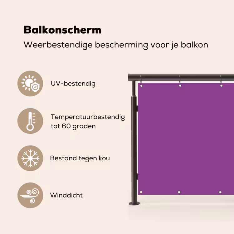 Paars - Kleuren - Effen Balkonbeschermer Duitsland klein 596 -specs_NL