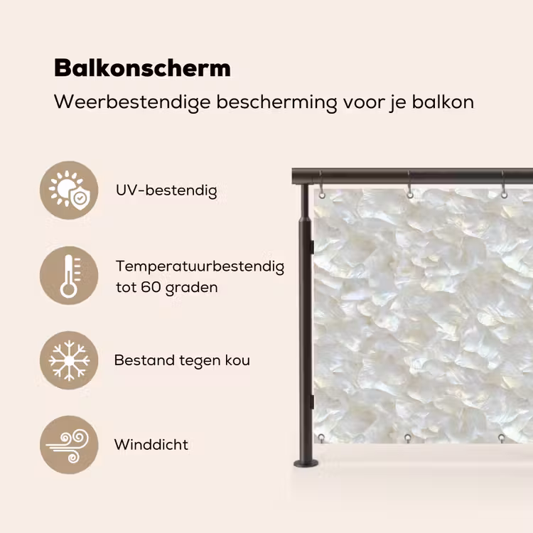 Parelmoerglans - Wit - Schelp Balkonbeschermer Duitsland klein 596 -specs_NL