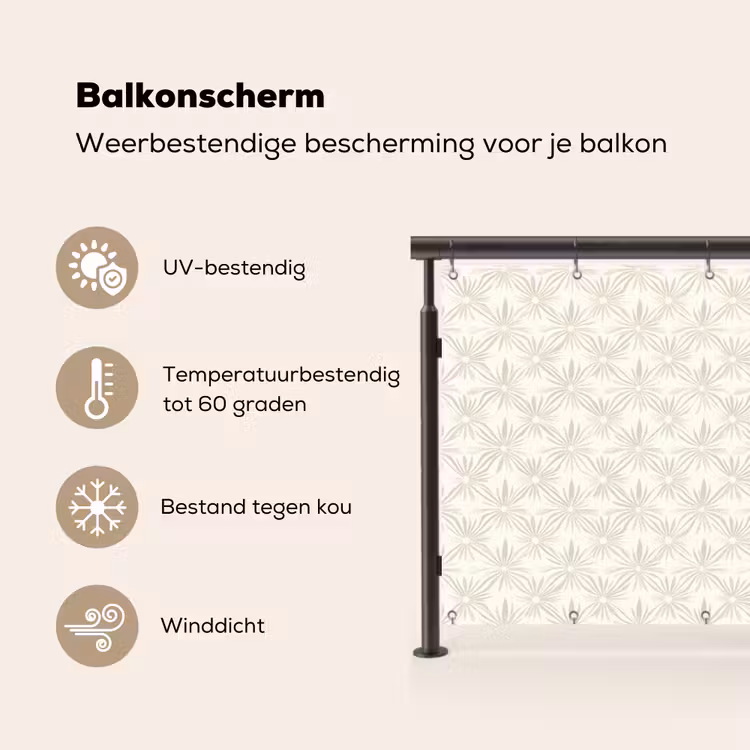 Patroon - Bloemen - Beige Balkonbeschermer Duitsland klein 596 -specs_NL