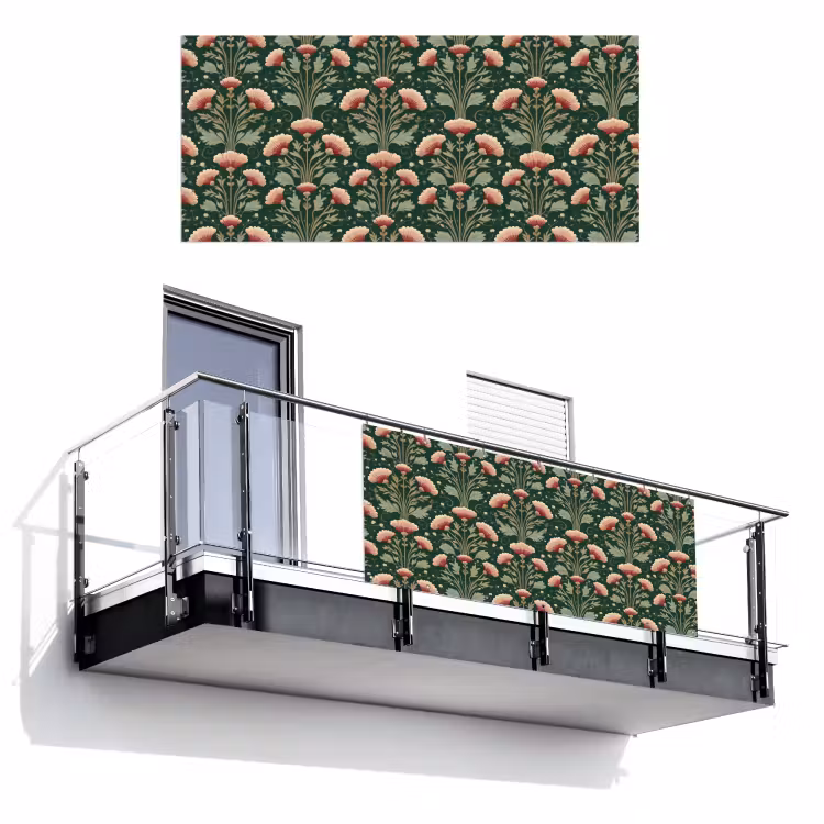 Patroon - Botanisch - Kleurrijk Balkonbeschermer Duitsland klein 596 -3d