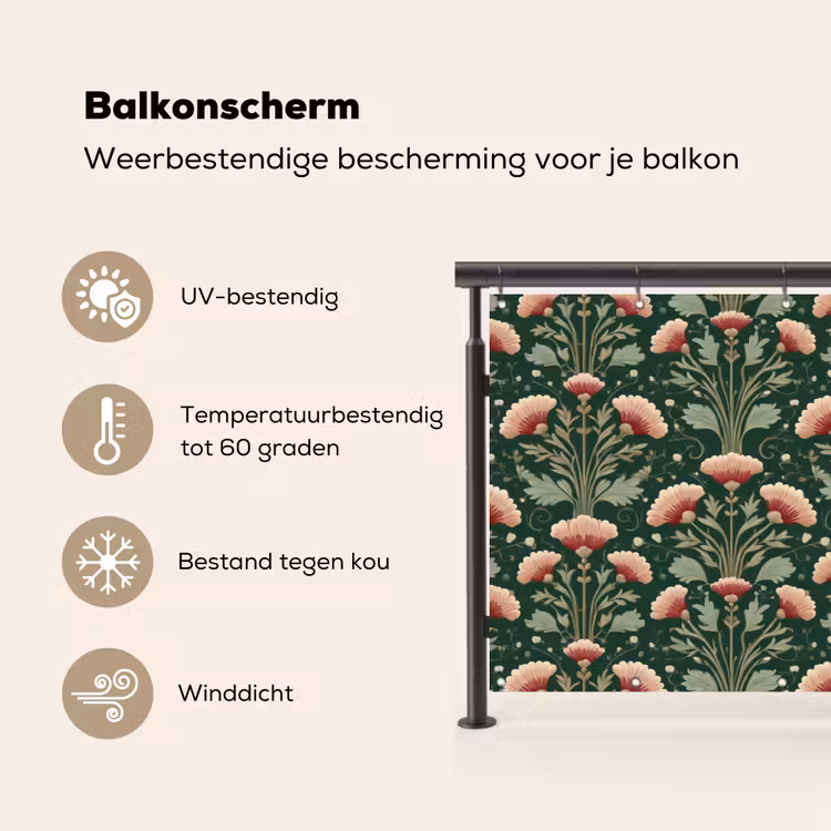 Patroon - Botanisch - Kleurrijk Balkonbeschermer Duitsland klein 596 -specs_NL