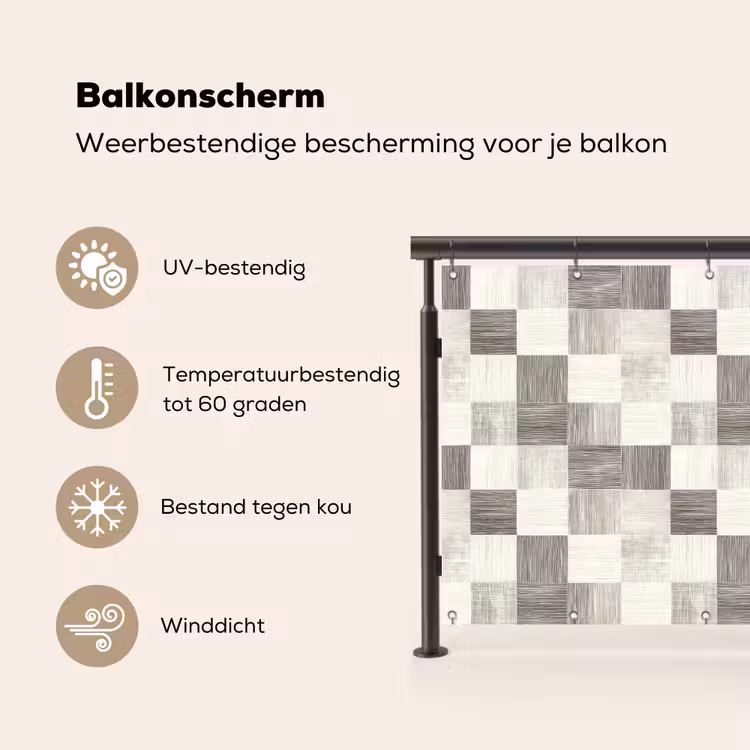 Patroon - Dambord - Houtnerf Balkonbeschermer Duitsland klein 596 -specs_NL