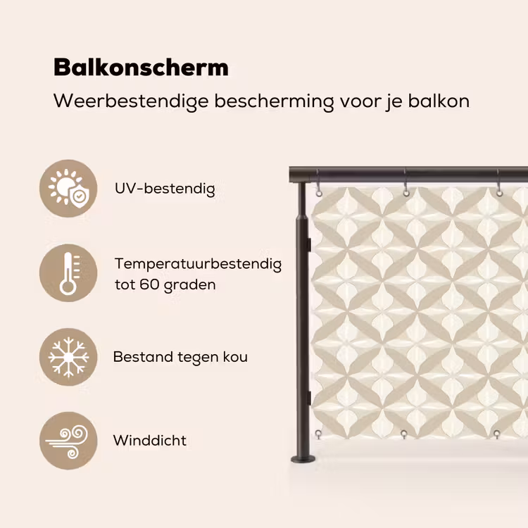 Patroon - Klassiek - Beige Balkonbeschermer Duitsland klein 596 -specs_NL