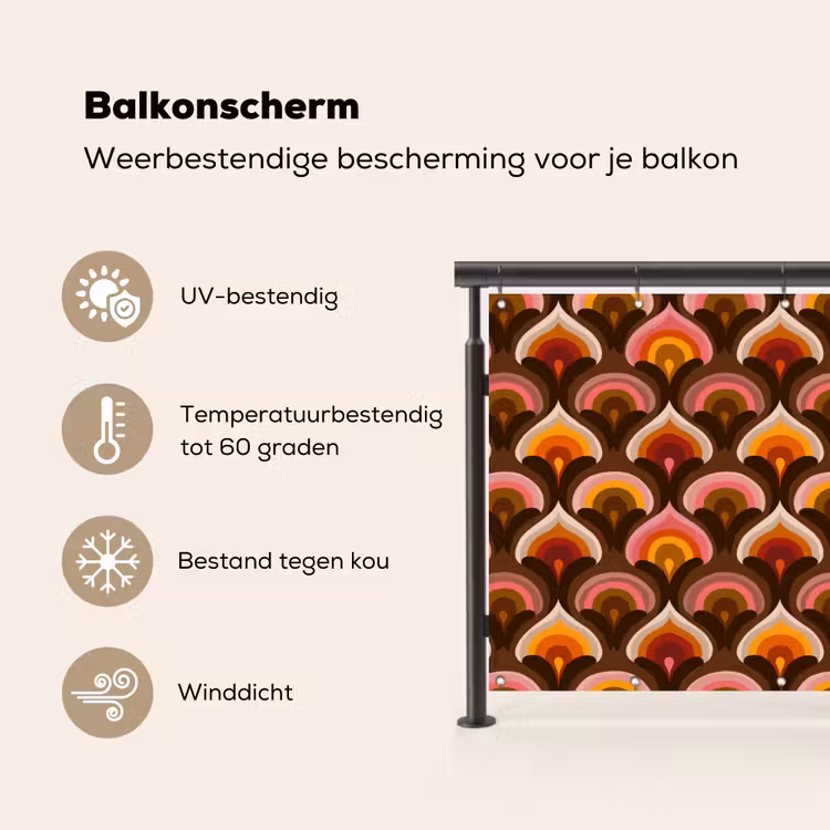 Patroon - Retro - Kleurrijk Balkonbeschermer Duitsland klein 596 -specs_NL