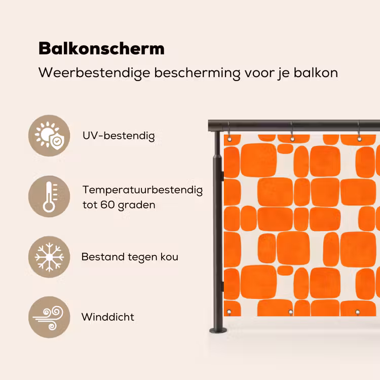 Patroon - Retro - Oranje Balkonbeschermer Duitsland klein 596 -specs_NL