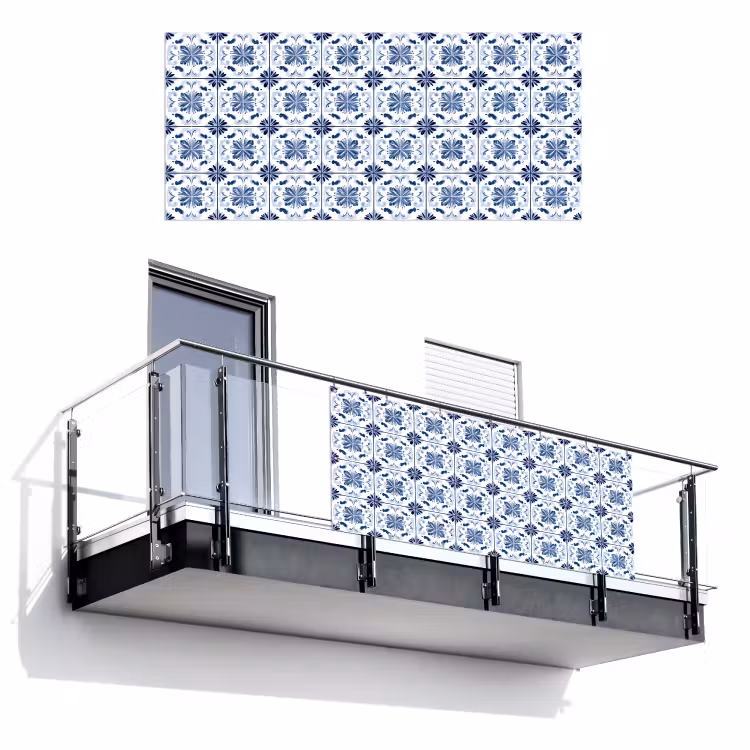 Patroon - Tegel - Blauw Balkonbeschermer Duitsland klein 596 -3d