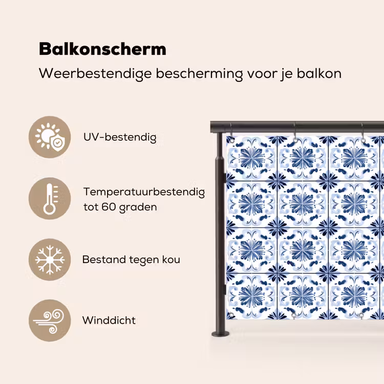 Patroon - Tegel - Blauw Balkonbeschermer Duitsland klein 596 -specs_NL