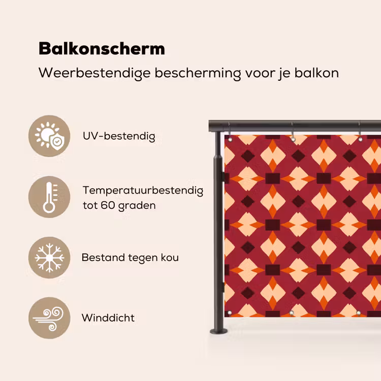 Retro - Patroon - Kleurrijk Balkonbeschermer Duitsland klein 596 -specs_NL