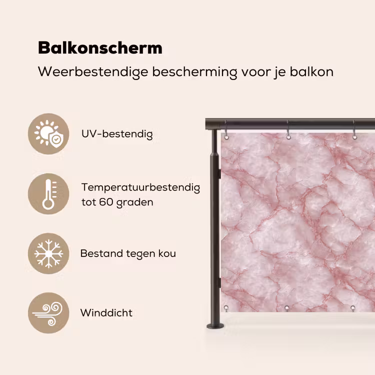 Roze - Kwartsmarmer - Aders Balkonbeschermer Duitsland klein 596 -specs_NL