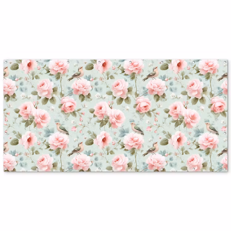 Rozen - Vogels - Pastel - Kleurrijk Balkonbeschermer Duitsland klein 596 -zz_3d