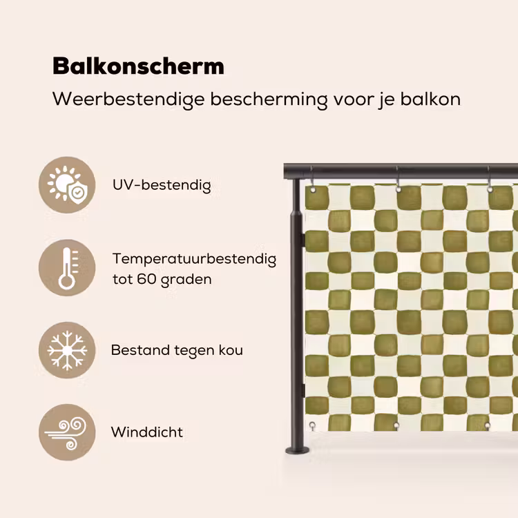 Schaak - Patroon - Groen Balkonbeschermer Duitsland klein 596 -specs_NL