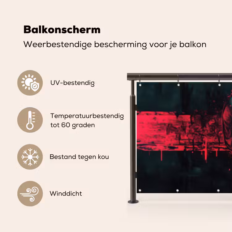 Schedel - Cyberpunk - Neon Rood Balkonbeschermer Duitsland klein -specs_NL