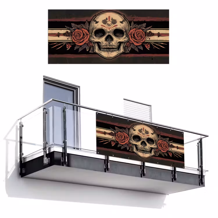 Schedel - Rozen - Gotisch Balkonbeschermer Duitsland klein -3d