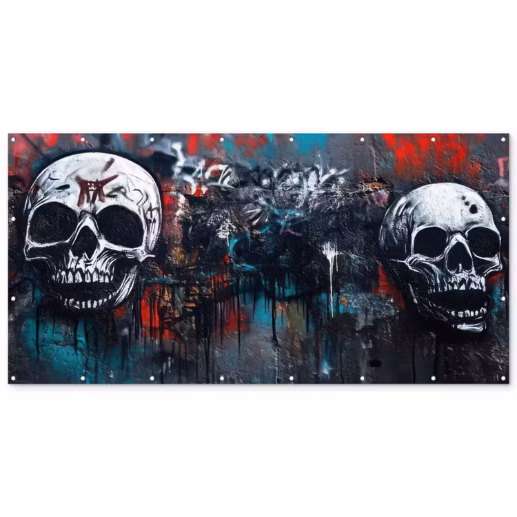 Schedels - Graffiti - Abstract Balkonbeschermer Duitsland klein -zz_3d