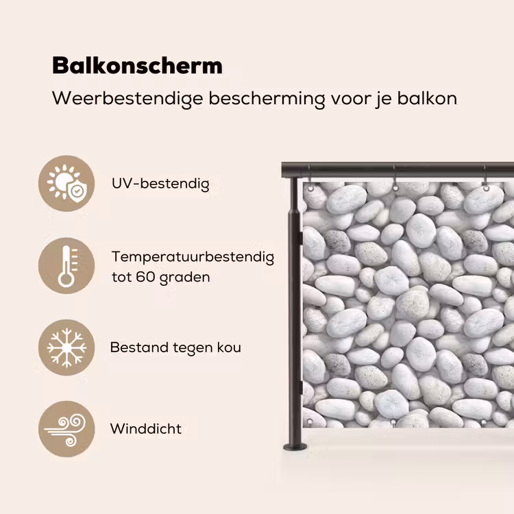 Steentjes - Grijs - Ovaal Balkonbeschermer Duitsland klein 596 -specs_NL