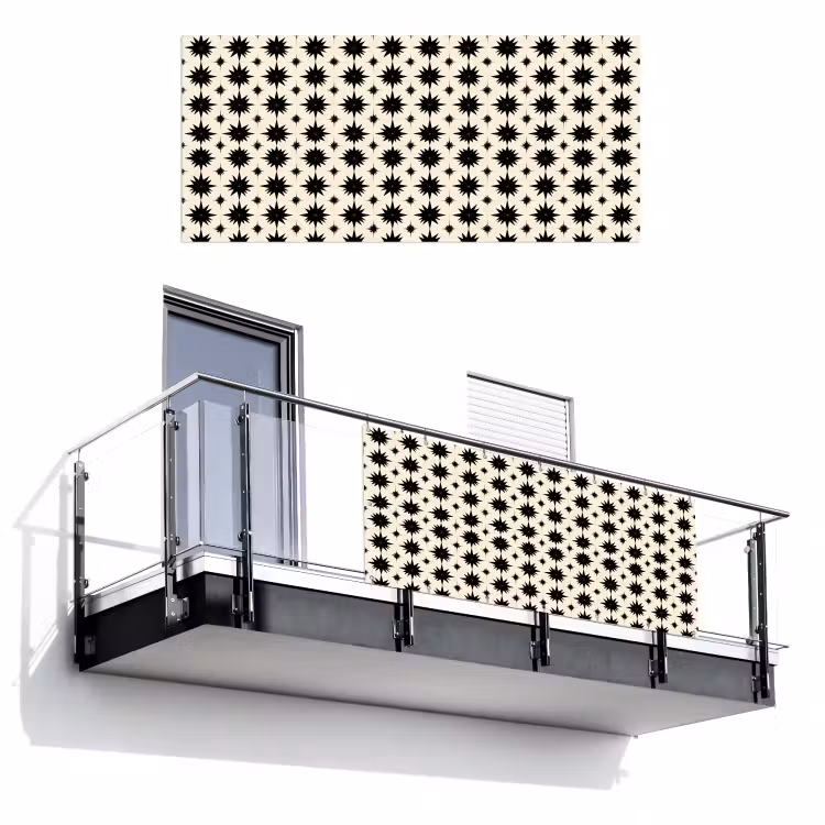 Stervormen - Geometrisch - Zwart Balkonbeschermer Duitsland klein 596 -3d