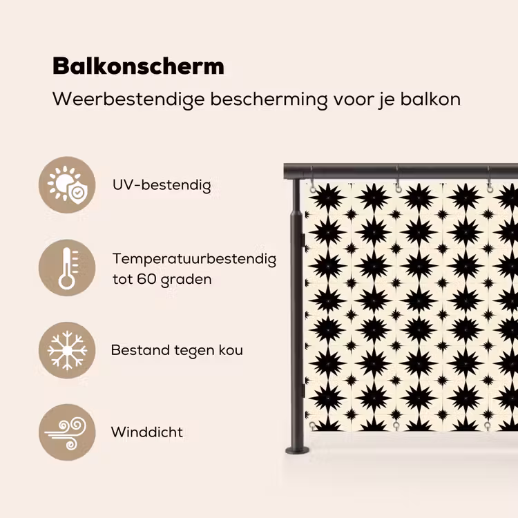 Stervormen - Geometrisch - Zwart Balkonbeschermer Duitsland klein 596 -specs_NL