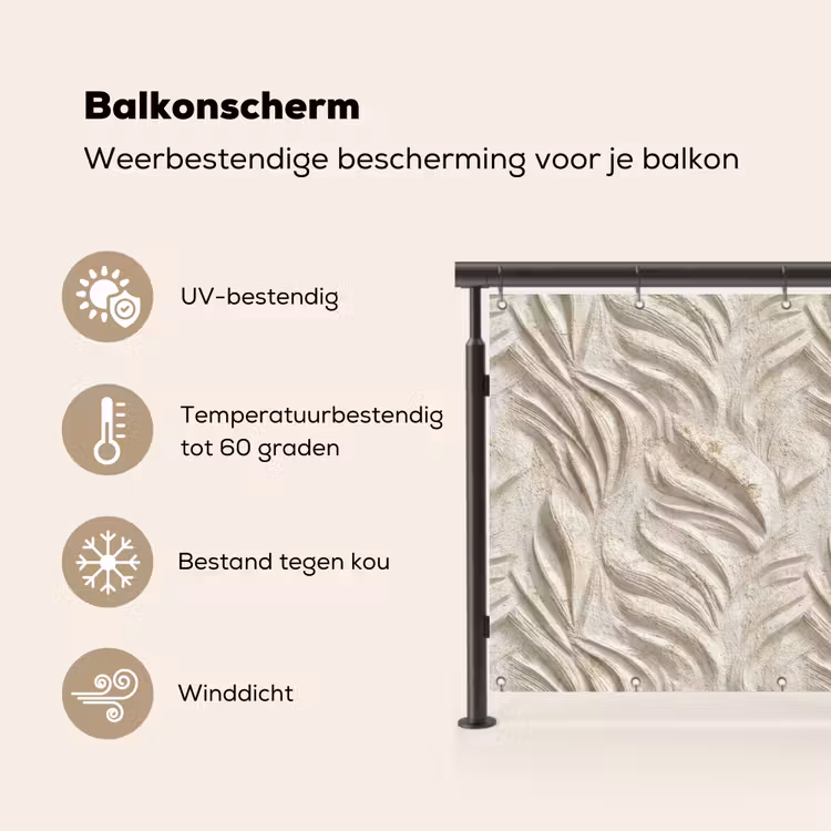 Textuur - Reliëf - Beige Balkonbeschermer Duitsland klein 596 -specs_NL