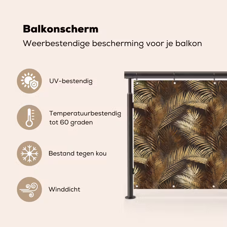 Tropisch - Bladeren - Goud Balkonbeschermer Duitsland klein 596 -specs_NL