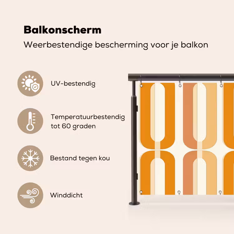 U-vorm - Retro - Oranje Balkonbeschermer Duitsland klein 596 -specs_NL