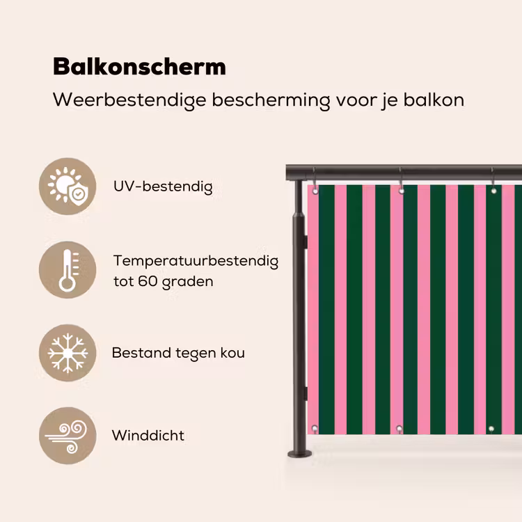 Verticale strepen - Groen - Roze Balkonbeschermer Duitsland klein 596 -specs_NL