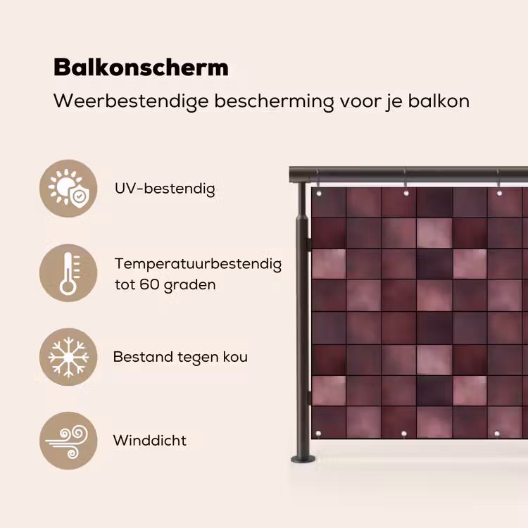 Vierkant - Tegel - Patroon - Paars Balkonbeschermer Duitsland klein 596 -specs_NL