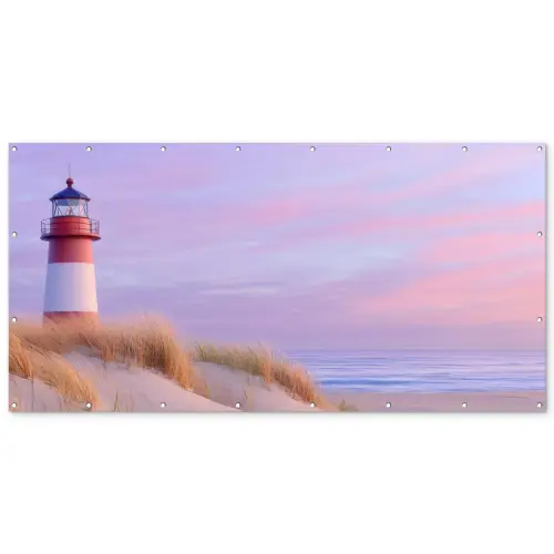 Vuurtoren - Duinen - Zonsondergang Balkonbeschermer Duitsland klein -zz_3d