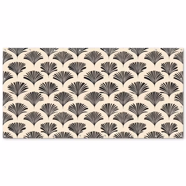 Waaiers - Botanisch - Zwart - Beige Balkonbeschermer Duitsland klein 596 -zz_3d
