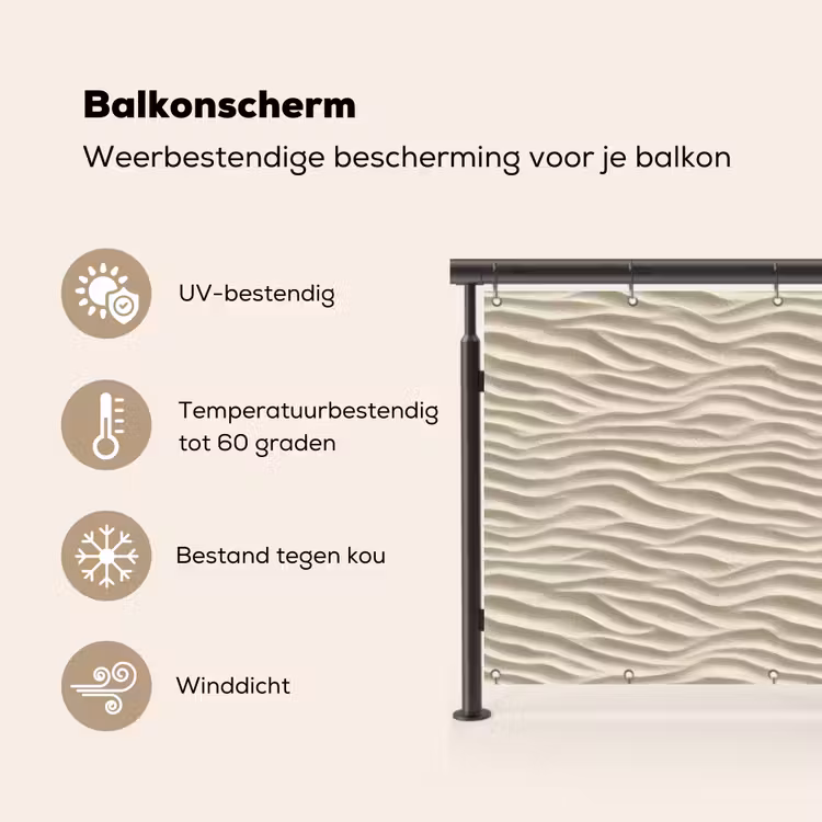 Zand - Golven - Beige Balkonbeschermer Duitsland klein 596 -specs_NL