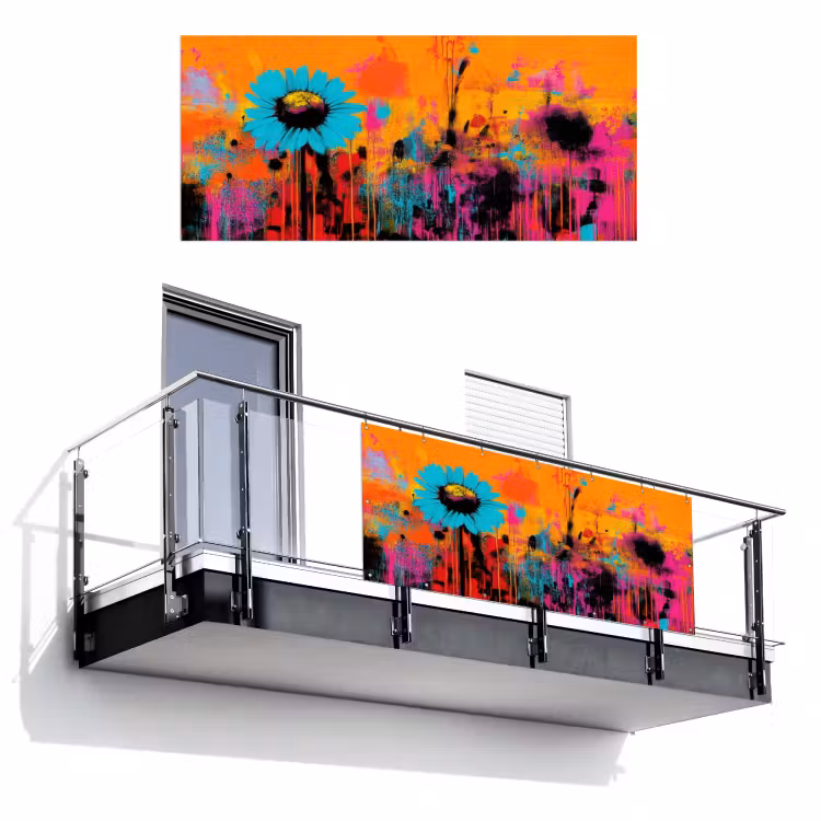 Zonnebloemen - Abstract - Oranje Balkonbeschermer Duitsland klein -3d