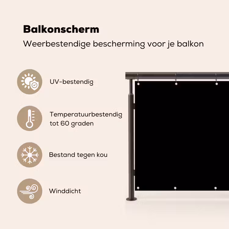 Zwart - Effen kleur Balkonbeschermer Duitsland klein 596 -specs_NL