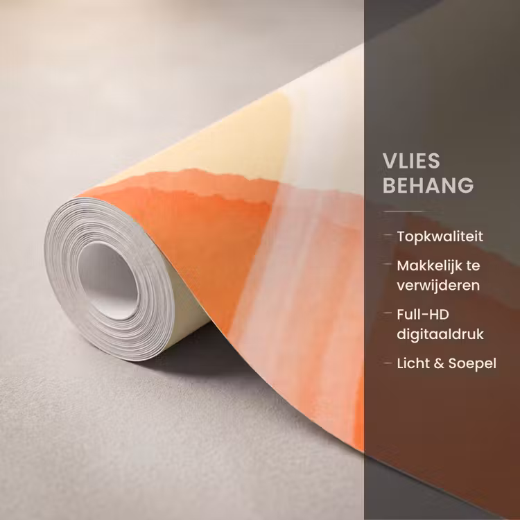 Abstract - Aquarel - Organisch - Oranje - Roze Behang Vlies klein -USP_closeupNL