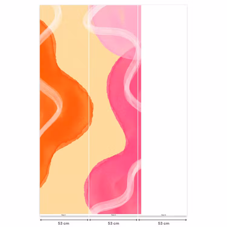 Abstract - Aquarel - Organisch - Oranje - Roze Behang Vlies klein -USP_banen